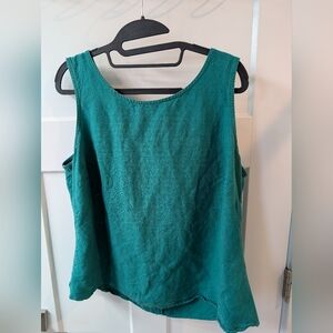 Linea Donna Sleeveless Green Linen Blend